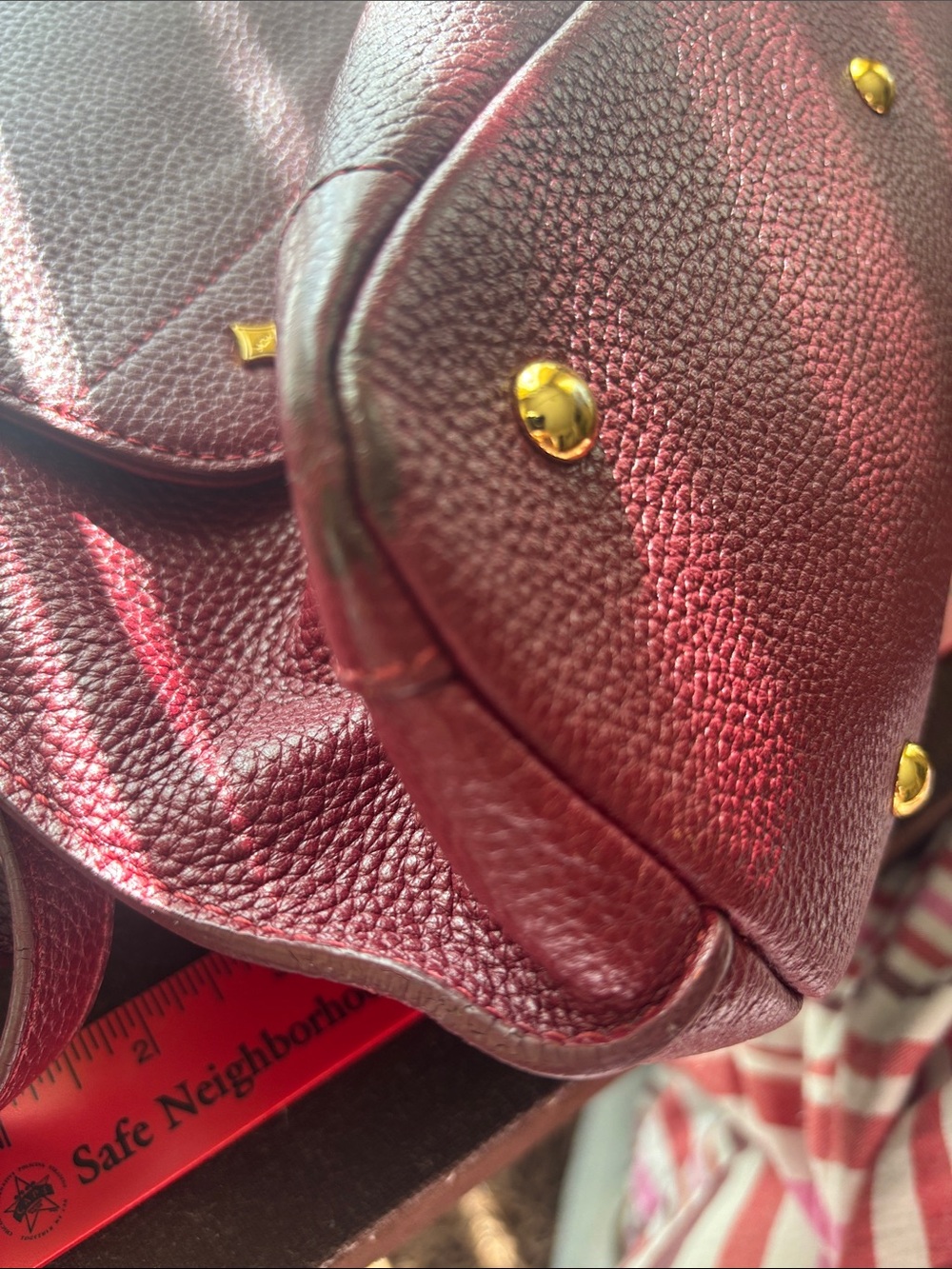 MCM Burgundy Leather Top-Handle 2-Way Bag - Picture 14 of 16